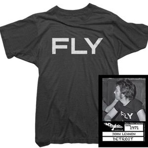 BLACK COTTON WORN FREE T-SHIRT - FLY TEE WORN BY JOHN LENNON BRAND NEW SMALL XS